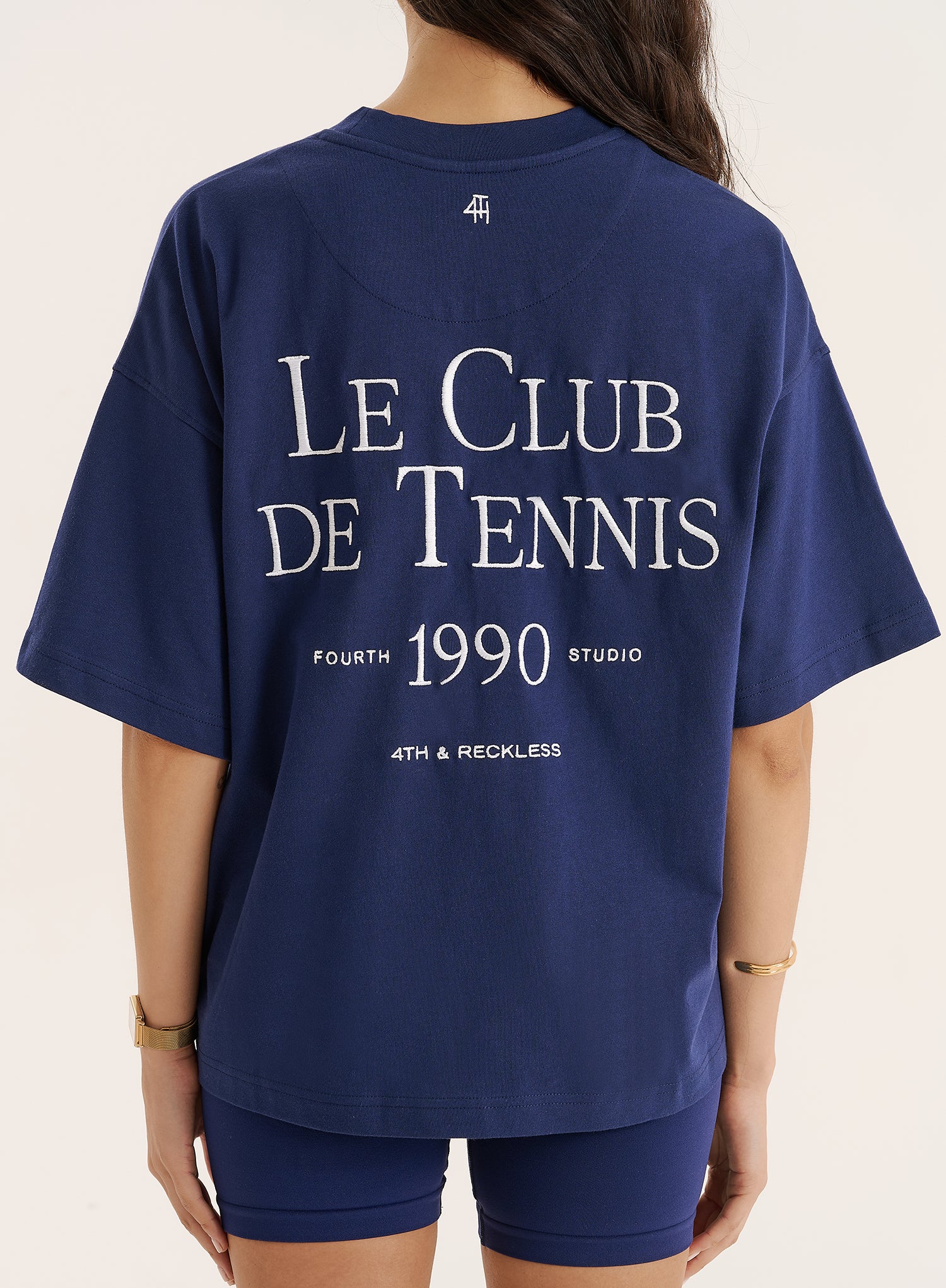 Navy Tennis Club Back Print T-Shirt